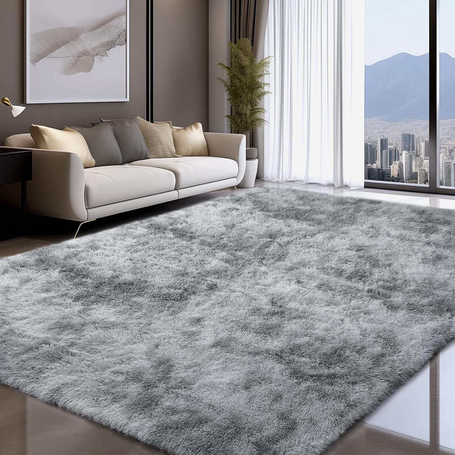 Cozy Fluffy Shag Carpet with Anti-Slip Backing, Ideal for Home Decor and Comfort