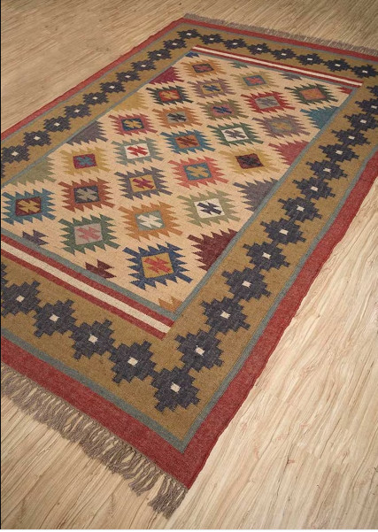 Rug Jute Wool Runner Vintage Handwoven Kilim Rug Geometric Carpet Area Rugs