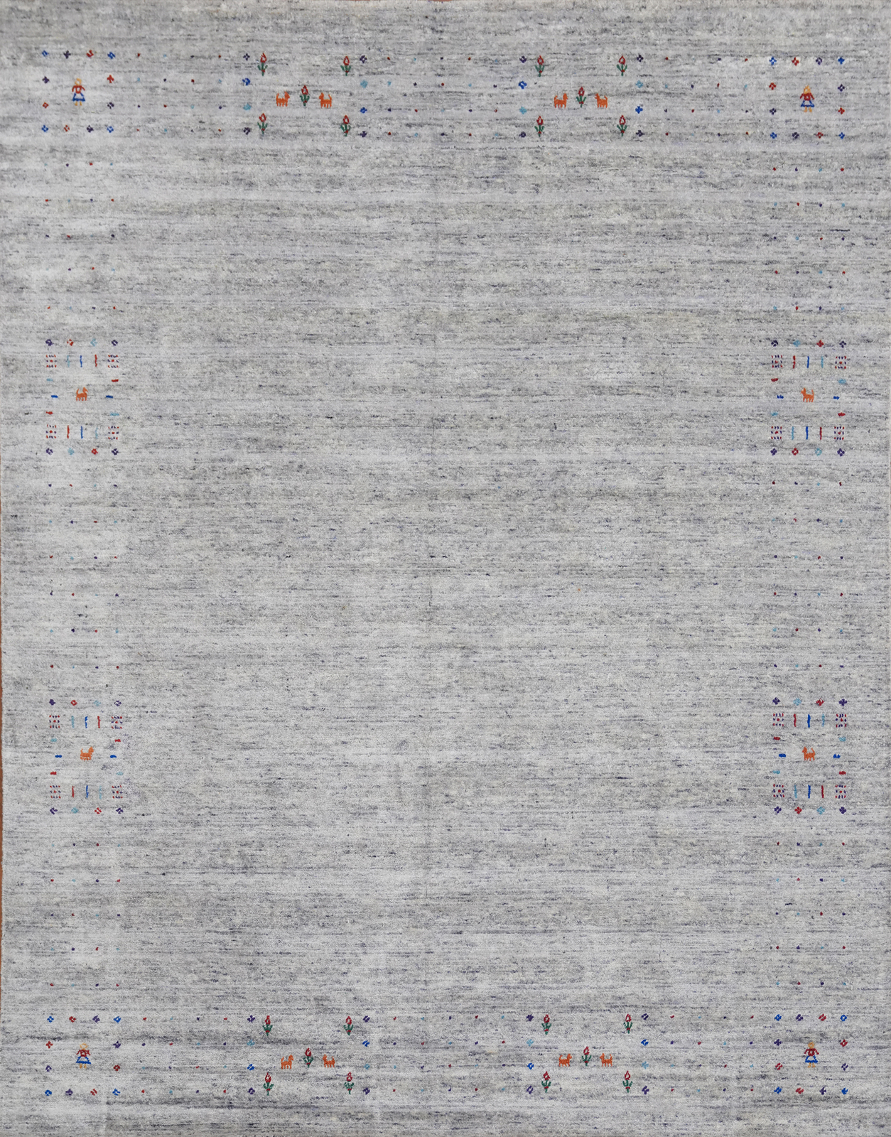 Soft and Plush Gray Wool Gabbeh Area Rug Hand-knotted 8×10 ft for Living Room