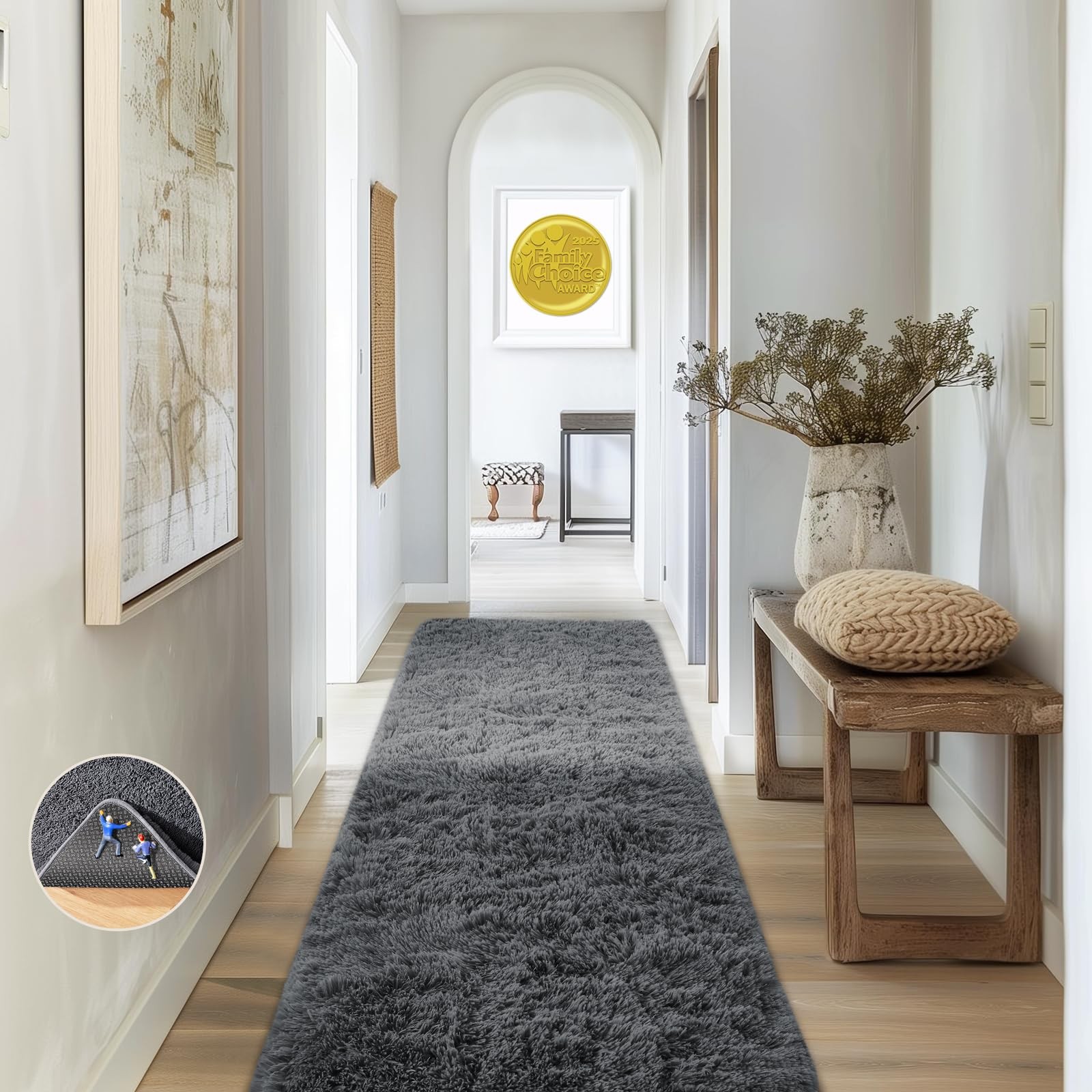2×6 Washable Runner Rug for Hallway,Non-Slip Fluffy Soft Bedside Rugs, Bedroo…