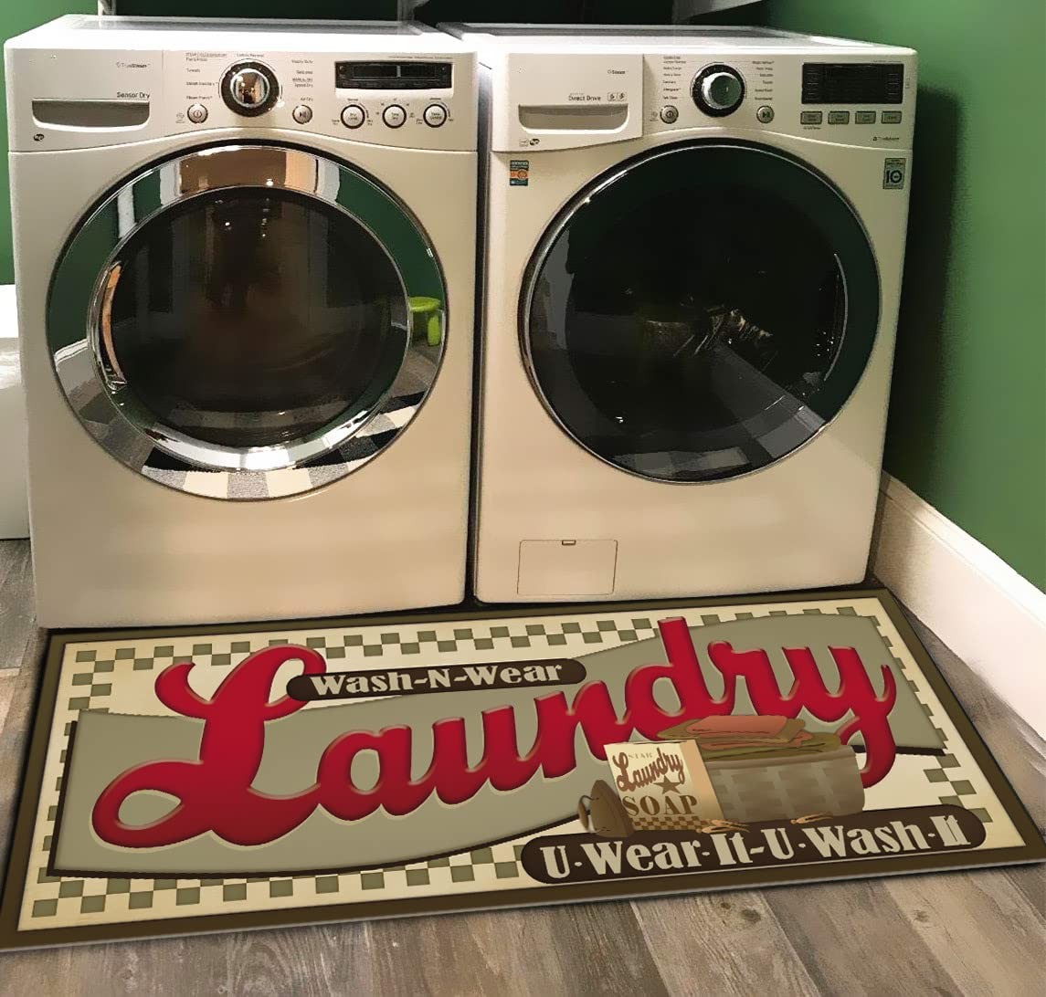 48×20 Inch Laundry Room Floor Rug Non Skid Kitchen Mat Rubber Area Runners