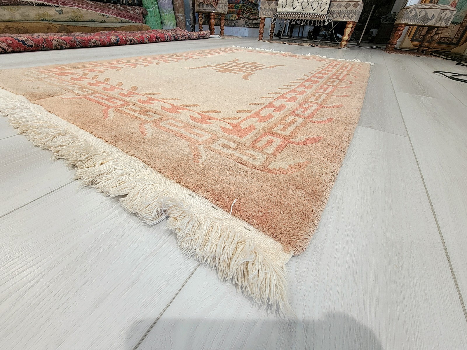 Tibetan 4’ x 6’ Oriental Hand-knotted Beige-brown Wool Area Rug