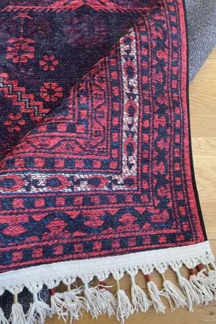 Woven Base Washable Non-Slip Base Fringed Rug Living Room Carpet Kitchen Carpet