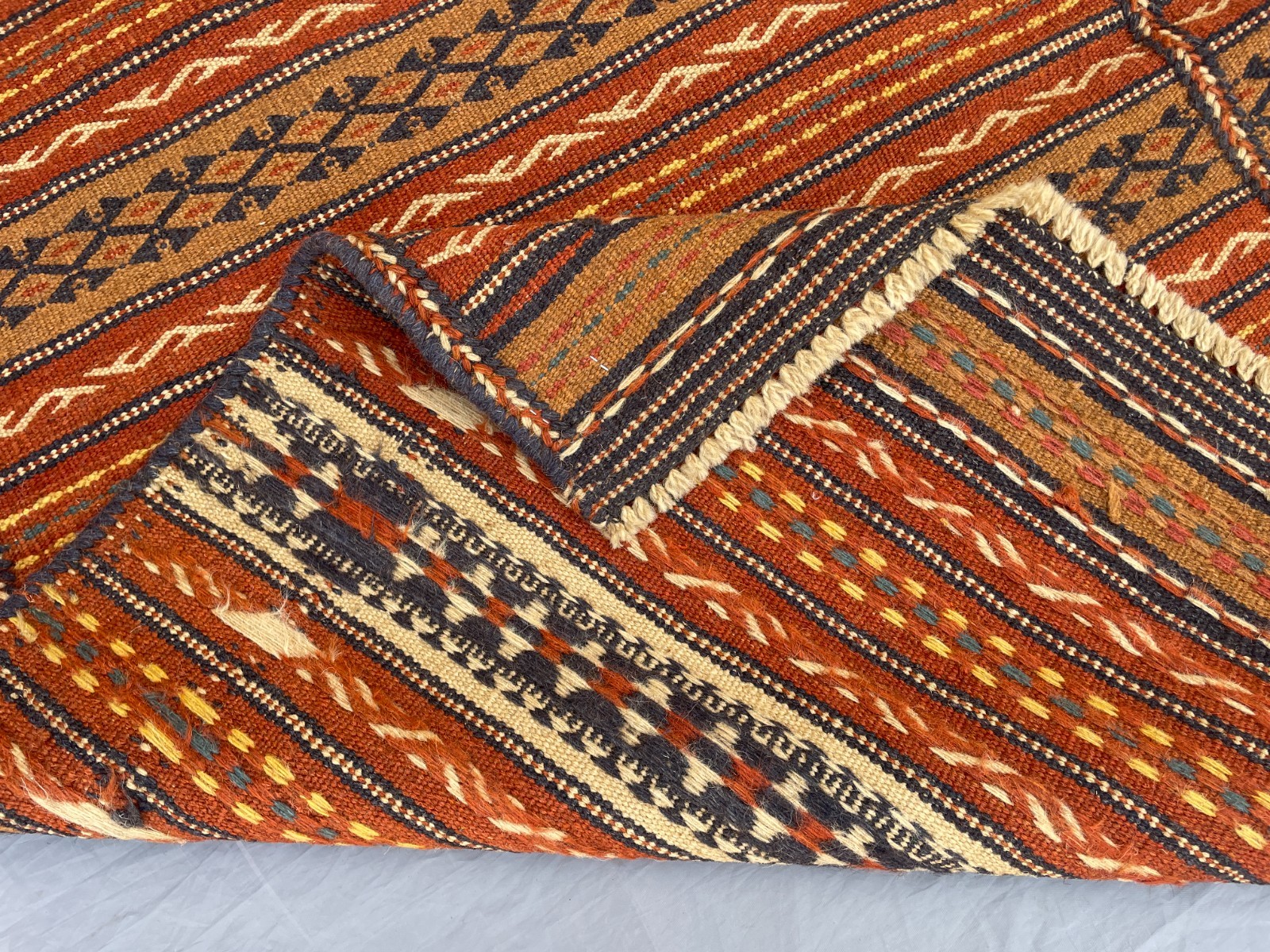 2’10 x 4’3 Ft Vintage Terracotta Afghan Kilim Carpet – Tribal Flatweave Rust Rug