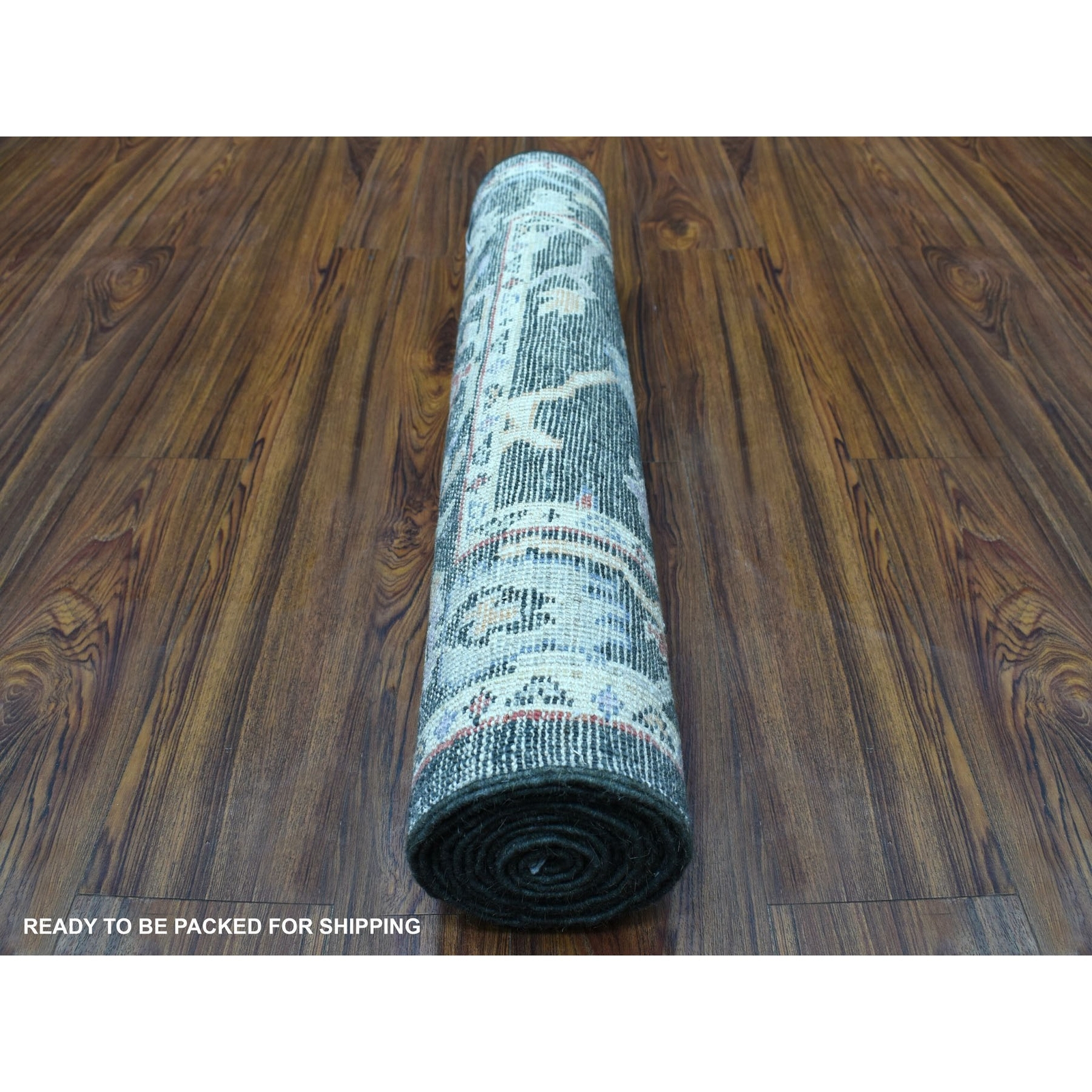 2’10″x9’10” Charcoal Black Angora Oushak Soft Wool Handknotted Runner Rug R56596