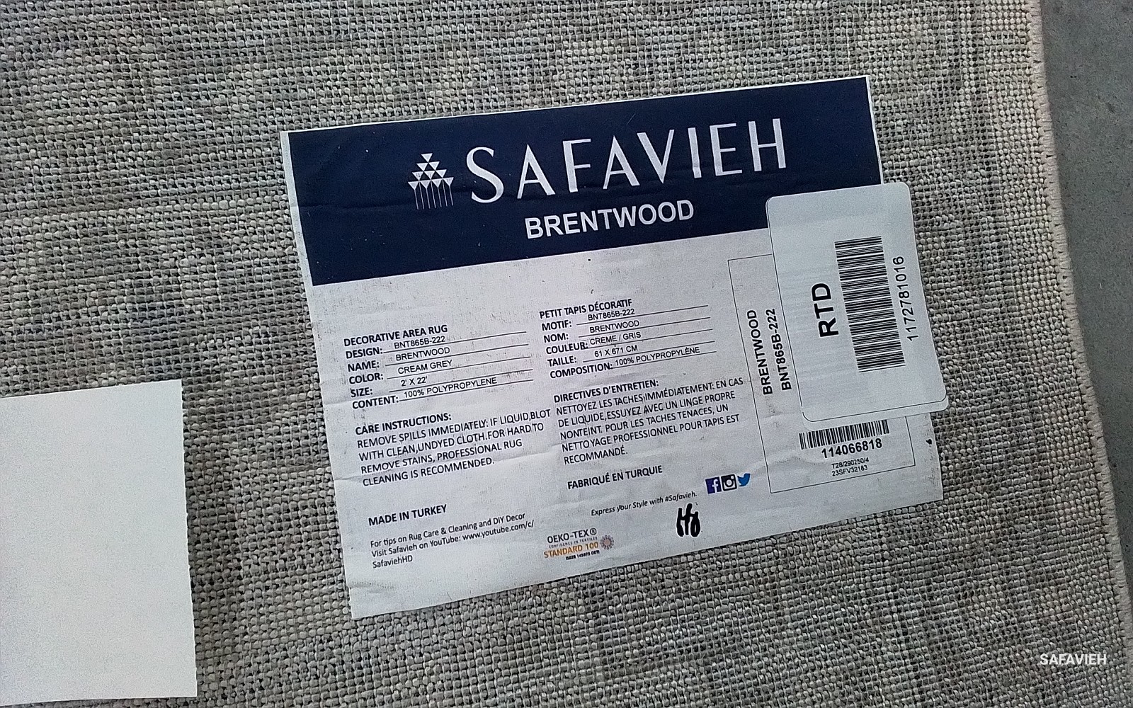 CREAM / GREY 2′-0″ x 22′-0″ Flaw in Rug, Reduced Price 1172781016 BNT865B-222
