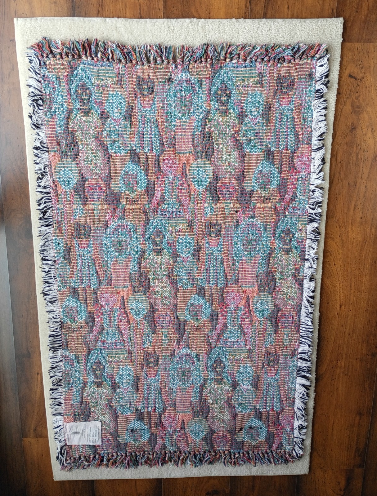 Hand woven cotton throw rug * 30 in. x 48 in. * Made in India