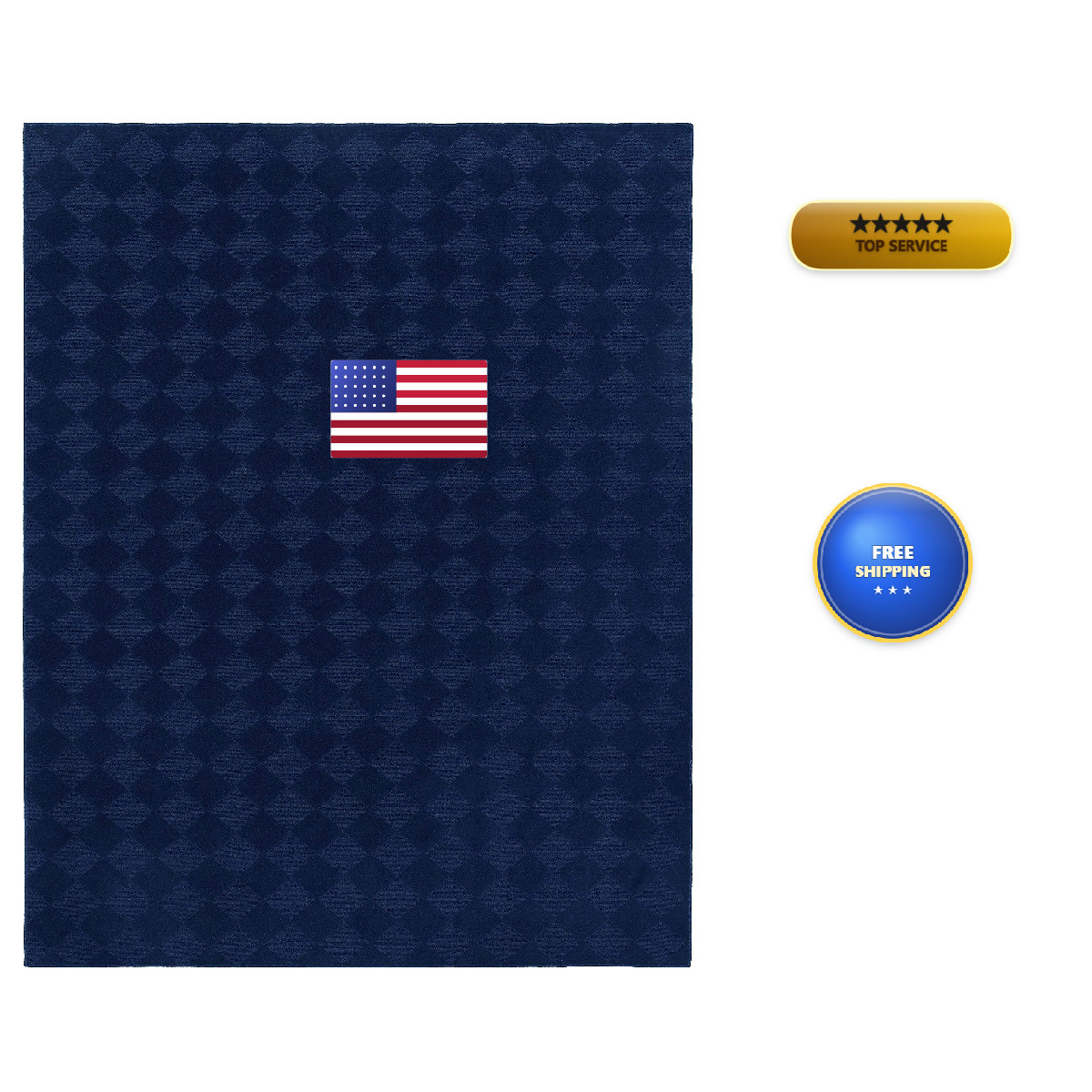 Garland Rug Diamond Solid Navy Blue 6 X 9 Soft Non Slip Area Rug- Ideal For