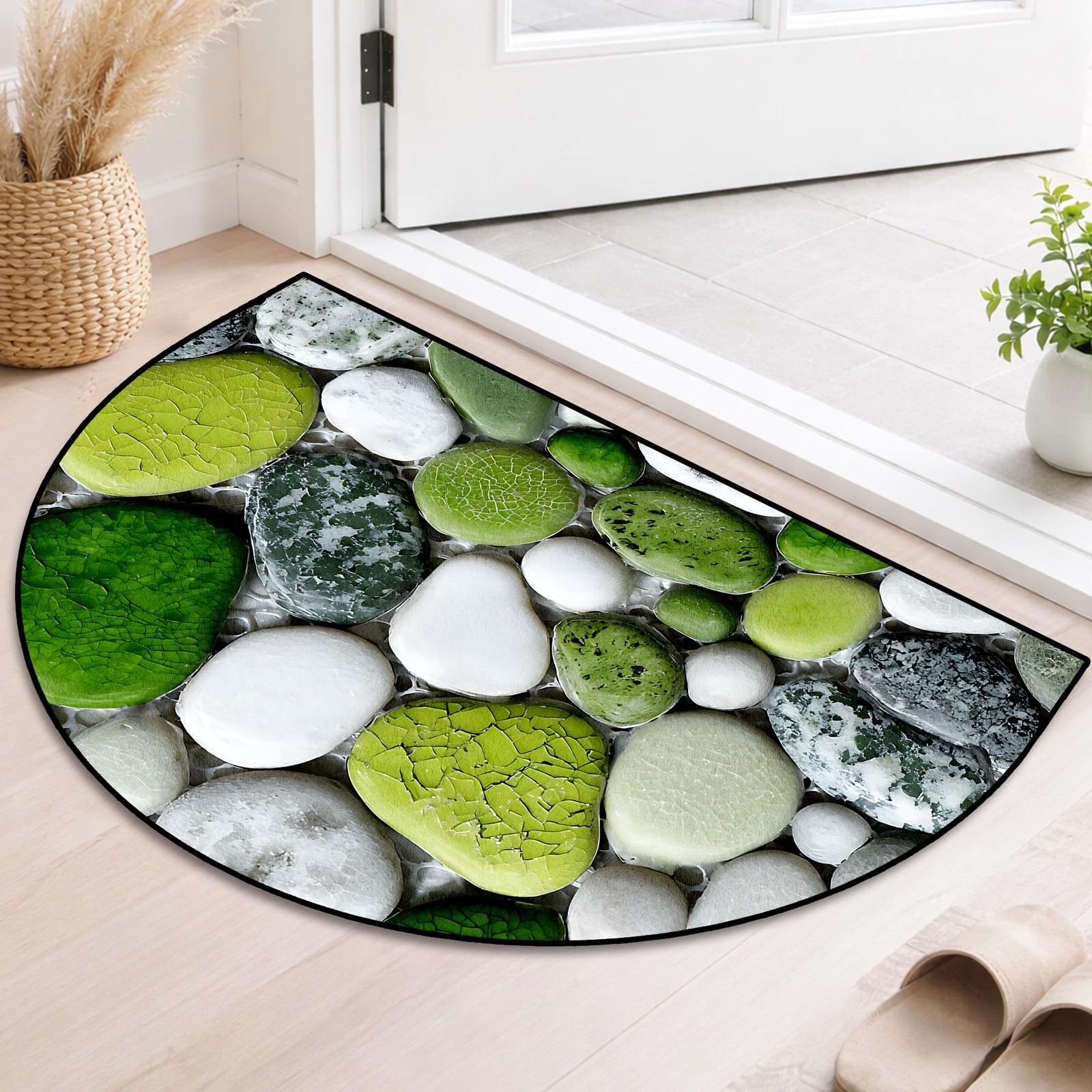 Half Round Area Rug 24″×36″ – Soft Washable Indoor Carpet Outdoor Doormat Ent…