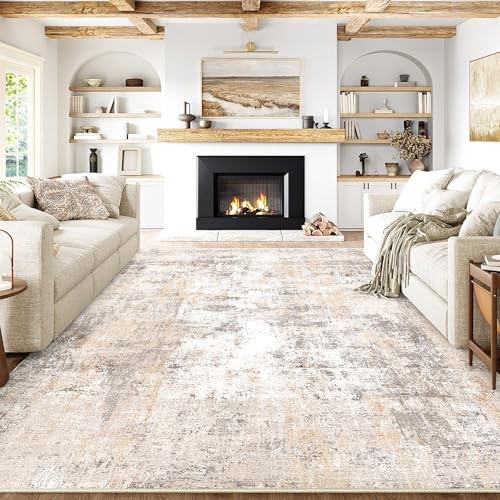 10×12 Washable Area Rug Beige Grey Neutral 10′ x 12′ (Rectangular) Beige/Grey