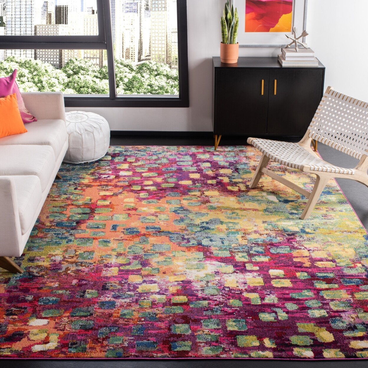 SAFAVIEH Madison Collection MAD425D Fuchsia / Gold Rug