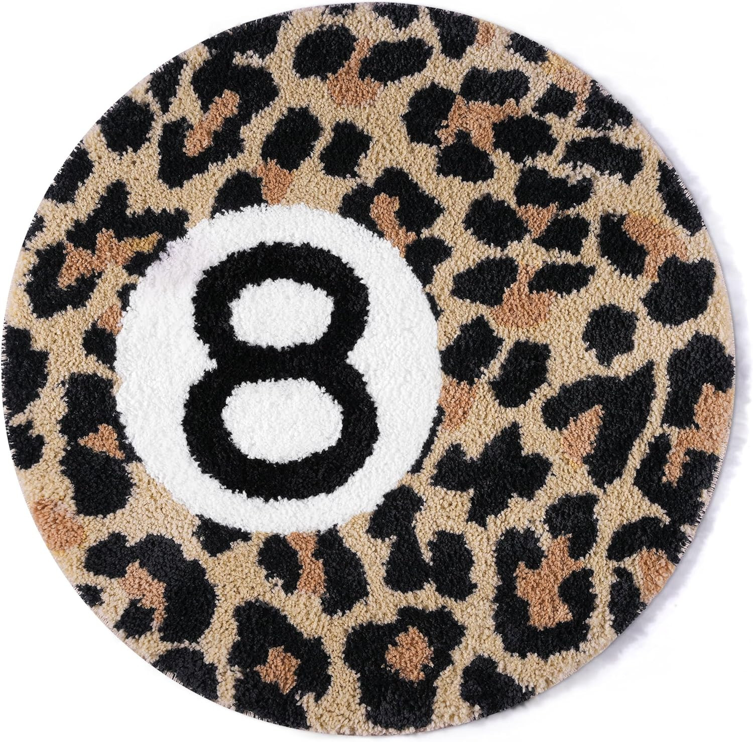 Cheetah 8 Ball Rug Room Decor 24″ round Leopard Print Room Decor, Soft Plush Are