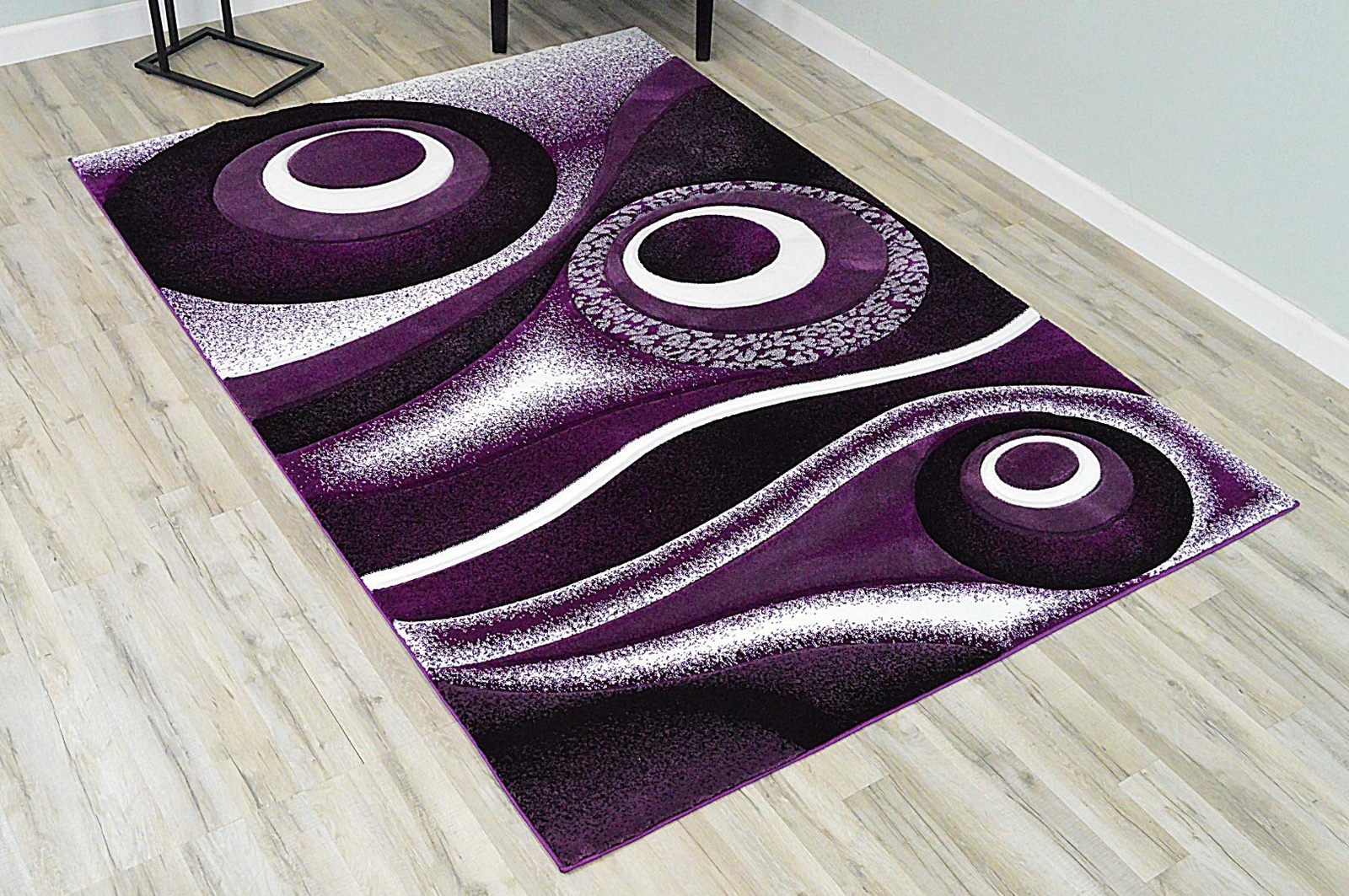 Premium Carved Modern Contemporary Abstract Rug 1504 5’3”x7’6” purple