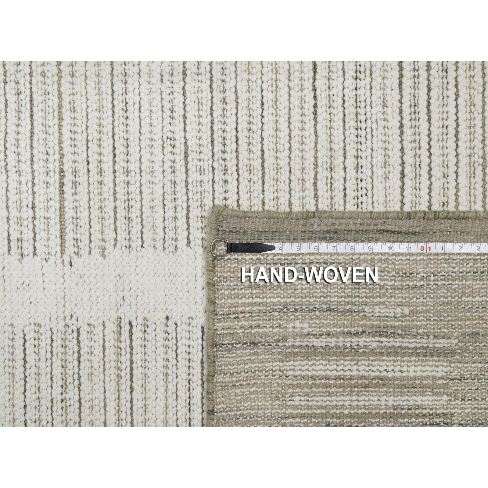 10′ x 14’1″ Ivory Flat Weave with Pile Rug Undyed Natural Wool Hand Woven R91736