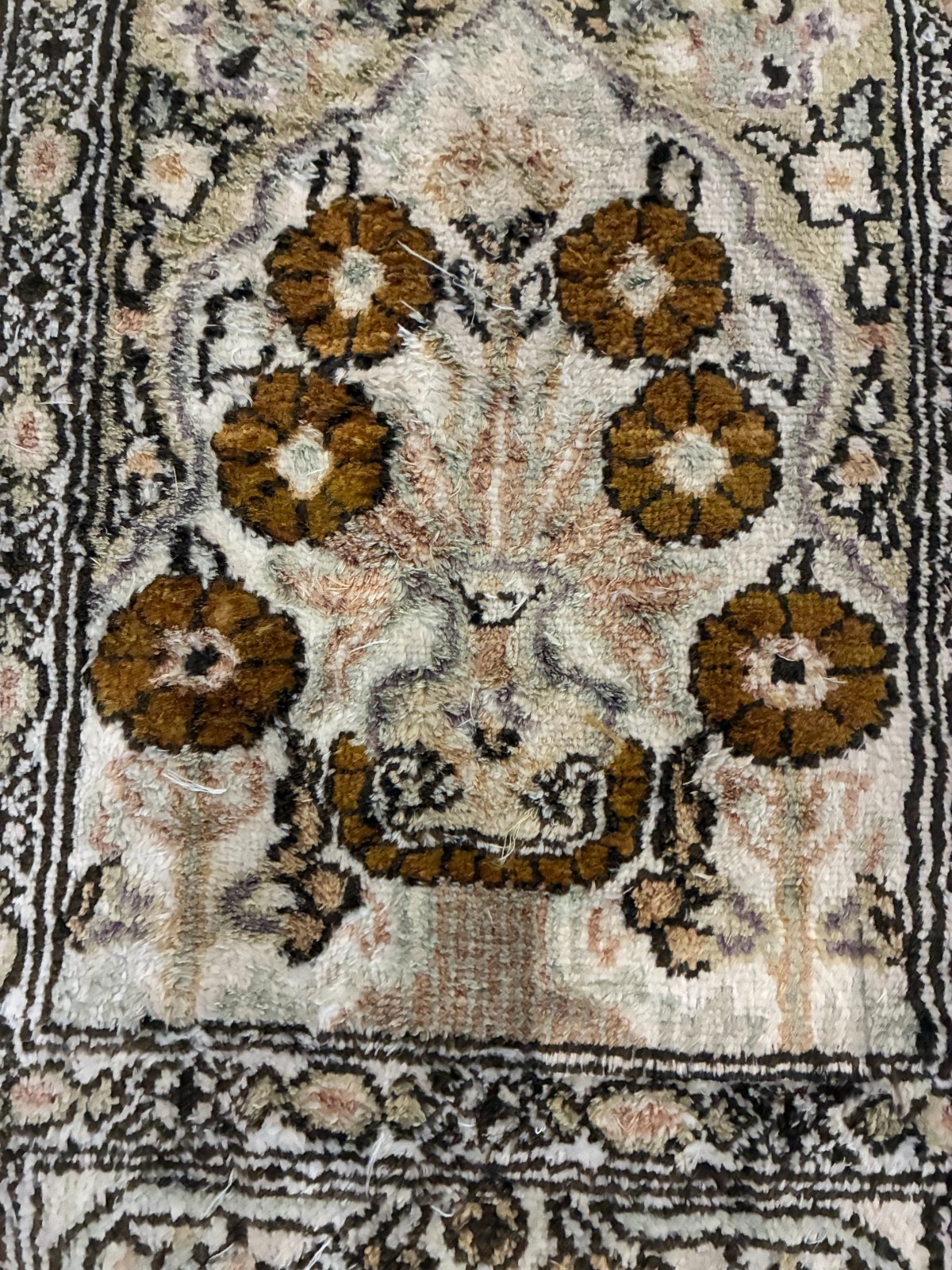 Hand-Knotted Silk 9×12 Oriental Rug -Patchwork Design