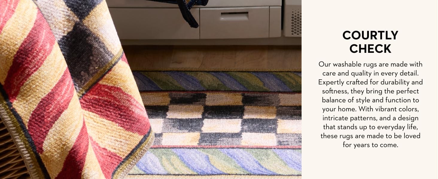 Washable Rug, Decorative Indoor Rug, 2′ x 3′, Pink-and-White Rosy Checkered