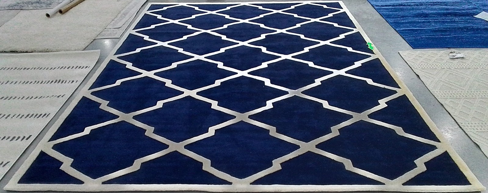 DARK BLUE / IVORY 8′-9″ x 12′-0″ Stained Rug, Reduced Price 1172789884 CHT735C-9