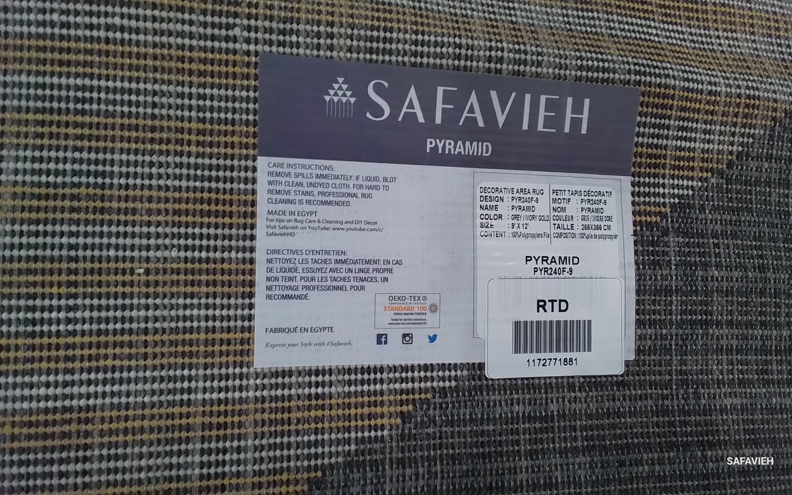 GREY / IVORY GOLD 9′-0″ x 12′-0″ Flaw in Rug, Reduced Price 1172771881 PYR240F-9