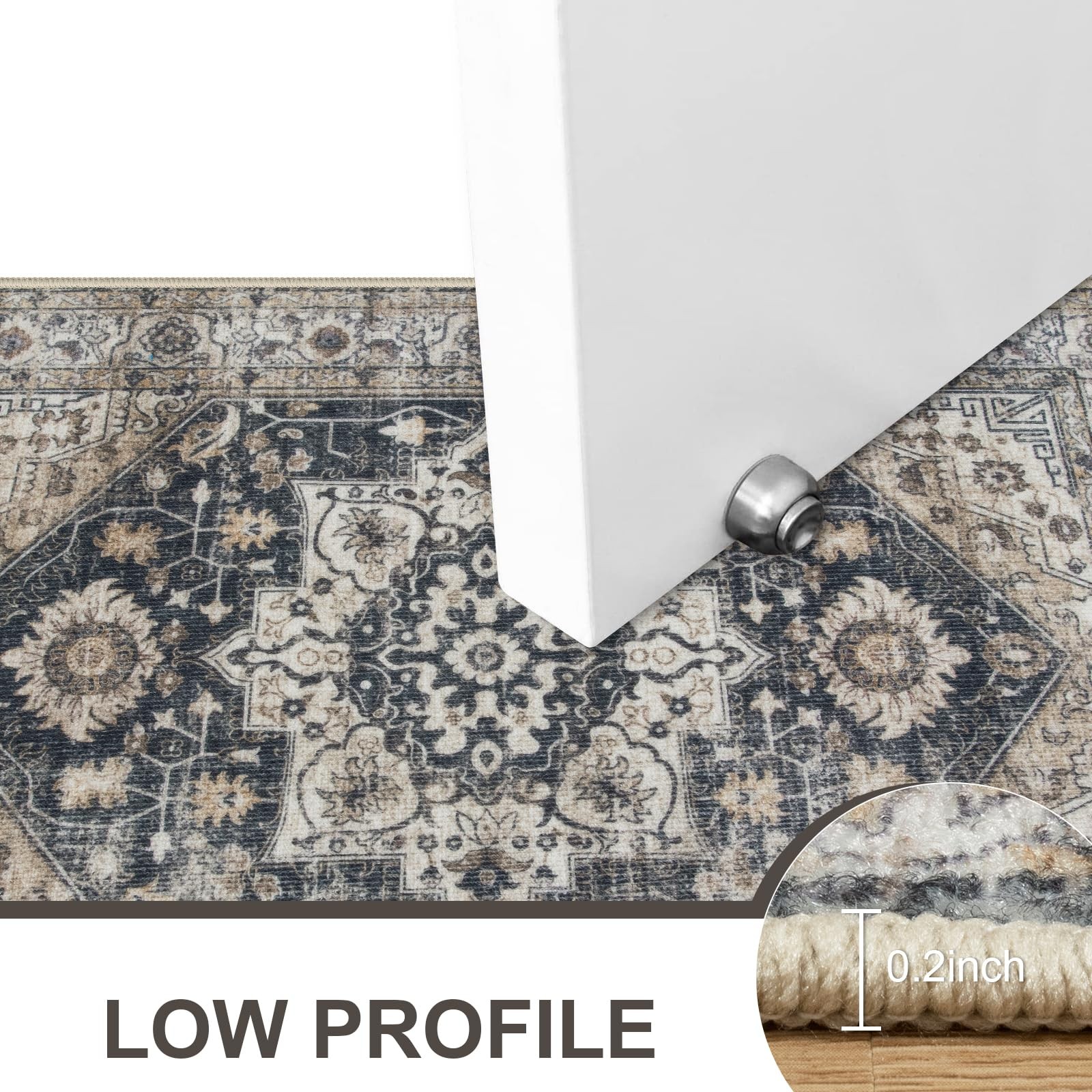 20″x32″ Black/Multi Washable Indoor Doormat Non Slip Retro Floor Mat Small