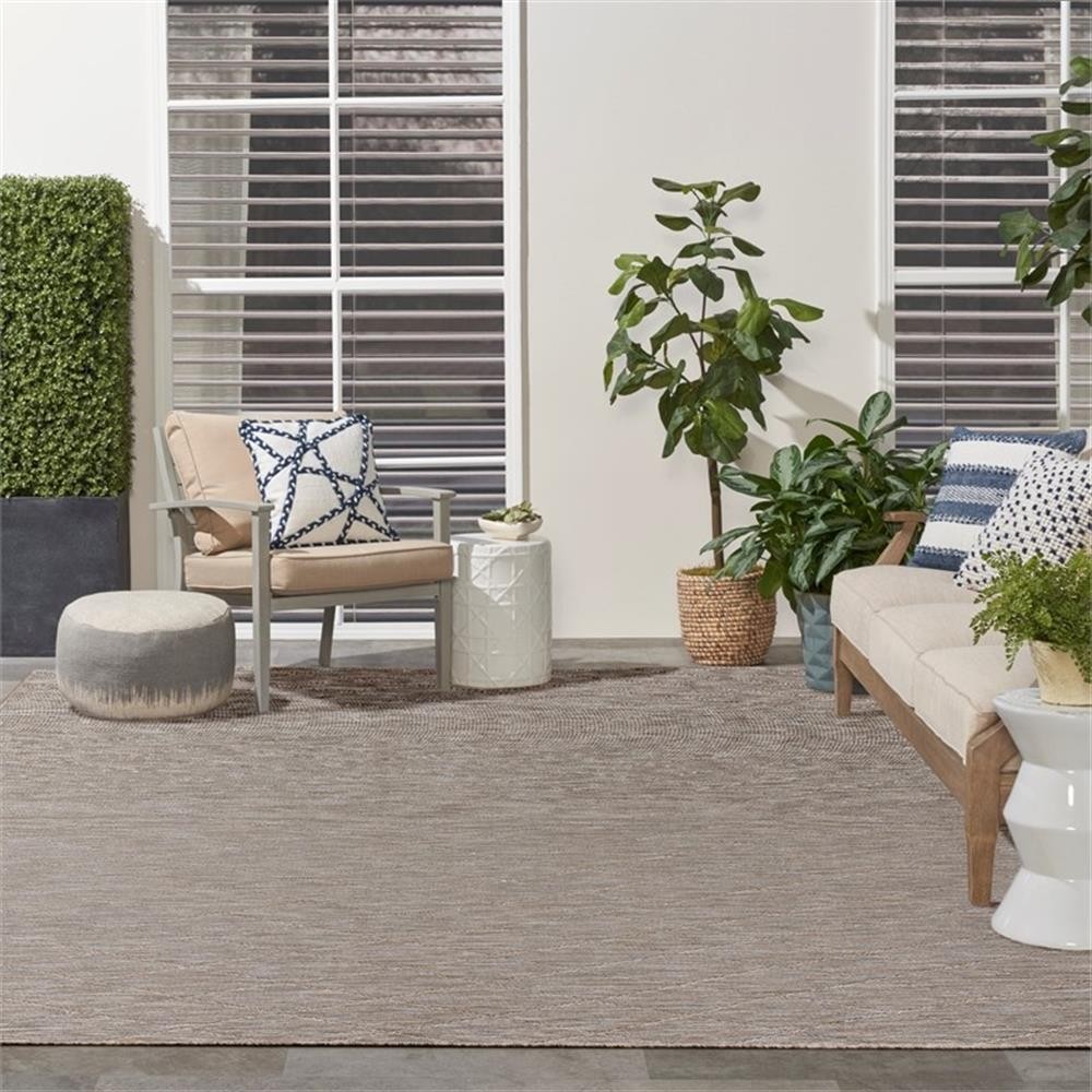Pemberly Row 108″x144″ Polypropylene Fabric Rug in Gray/Mocha