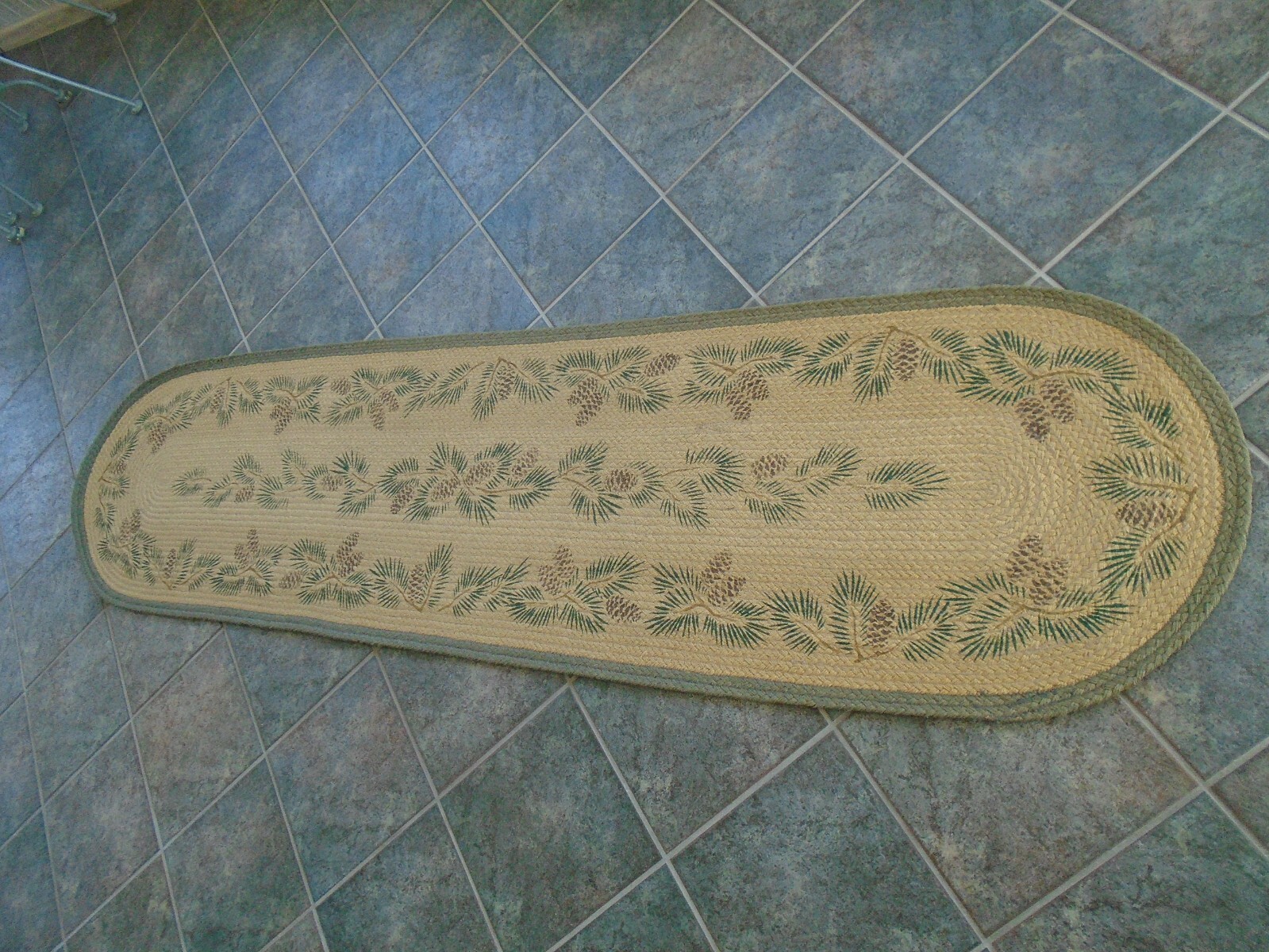Runner Rug 100% Natural braided Jute 2ft x 8ft Pinecone Carpet rustic rug