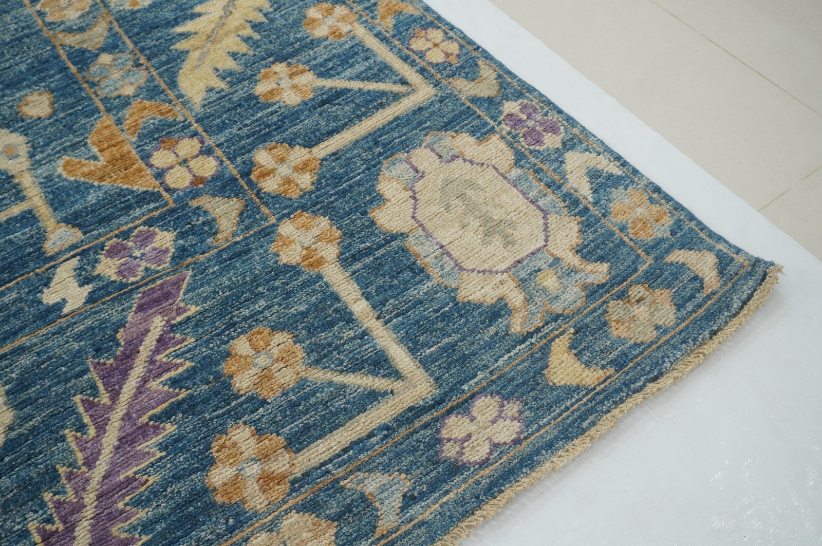 10 x 14 ft Muted Blue Turkish Oushak Hand Knotted Wool Area Rug 9’10″x13’4″