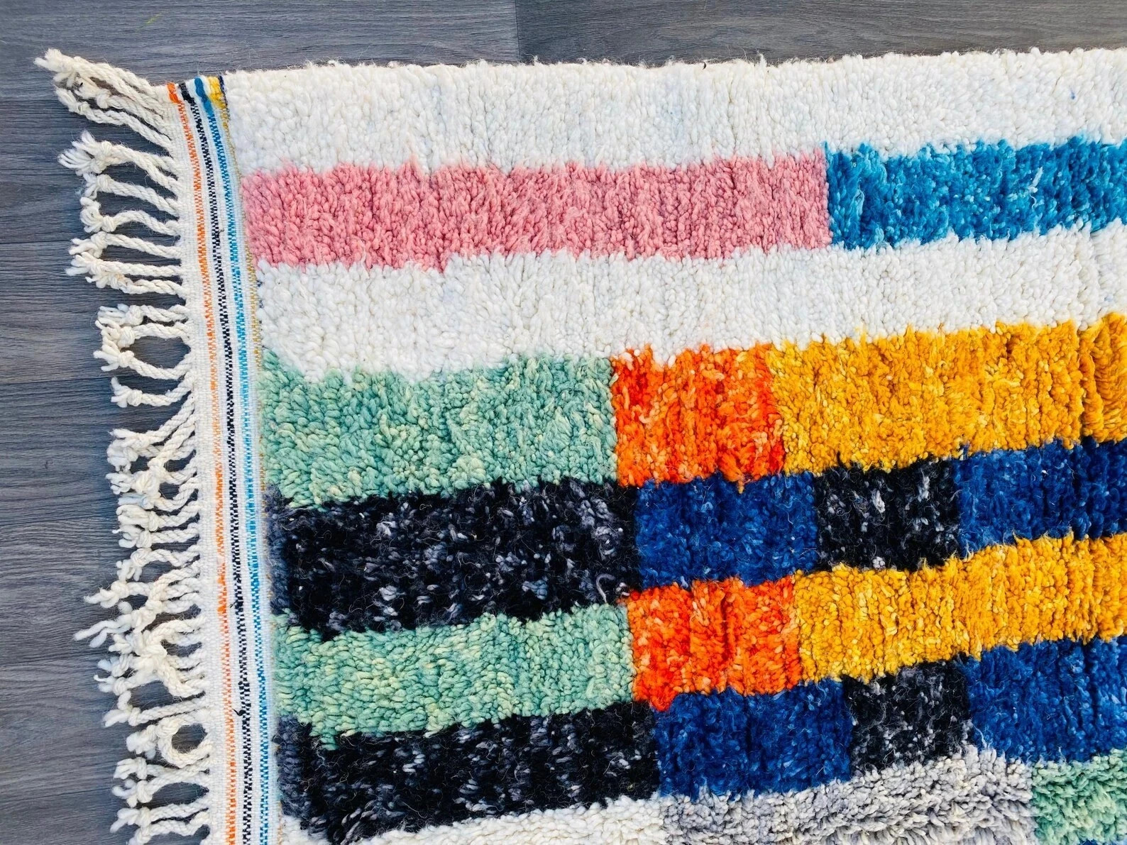 Design Moroccan Berber Beni Ourain Wool Rug Color Multicolor Rugs