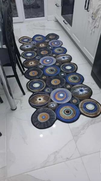 Evil Eye Pattern Washable Non-Slip Base Decorative Multi-Purpose Carpet