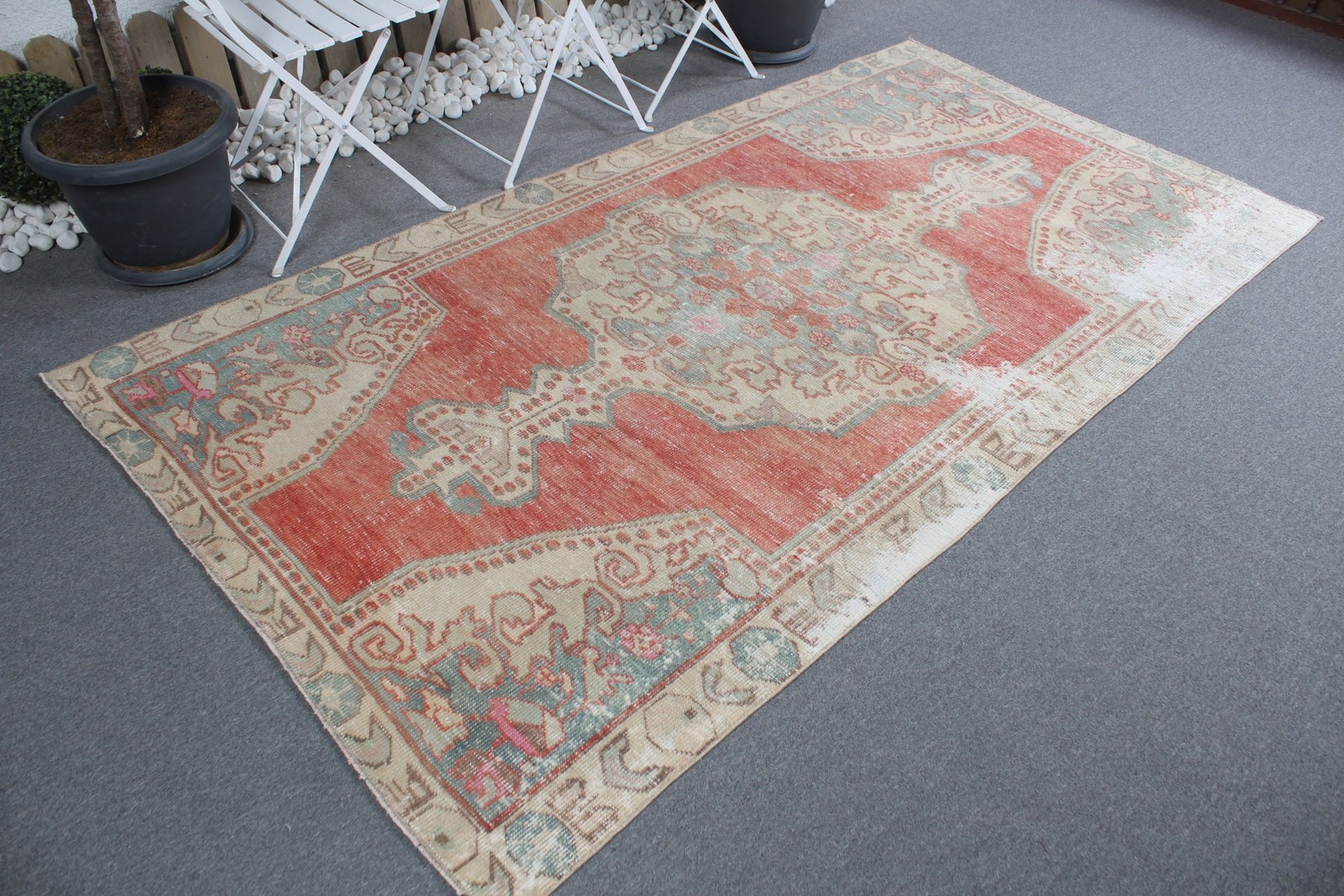 4,3×8,1 ft Rug, Turkish Rug, Vintage Red Wool Oriental Rug