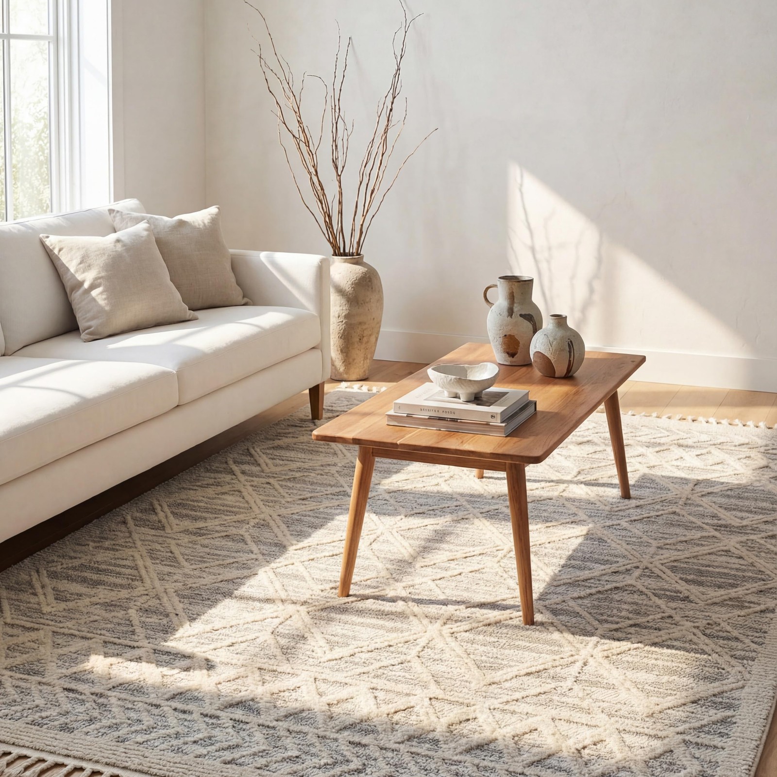 3×5 Ansley Moroccan Tassel Area Rug, Light Grey, High-Low Textured Bohemian D…