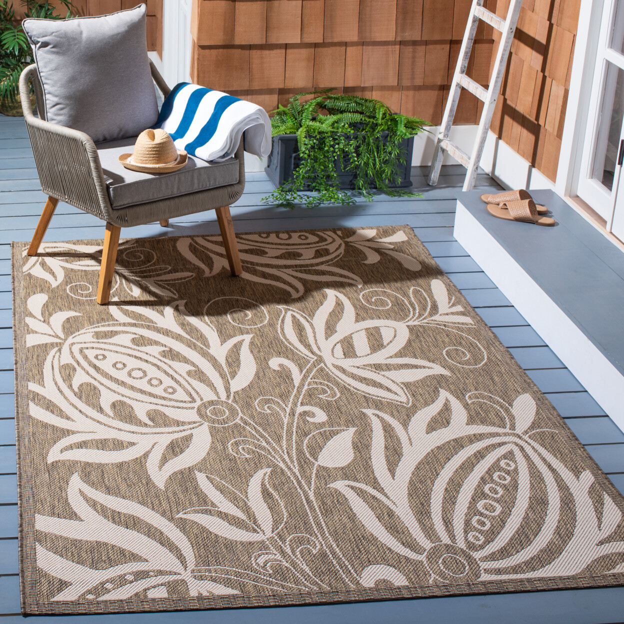 SAFAVIEH Outdoor CY2961-3009 Courtyard Brown / Natural Rug