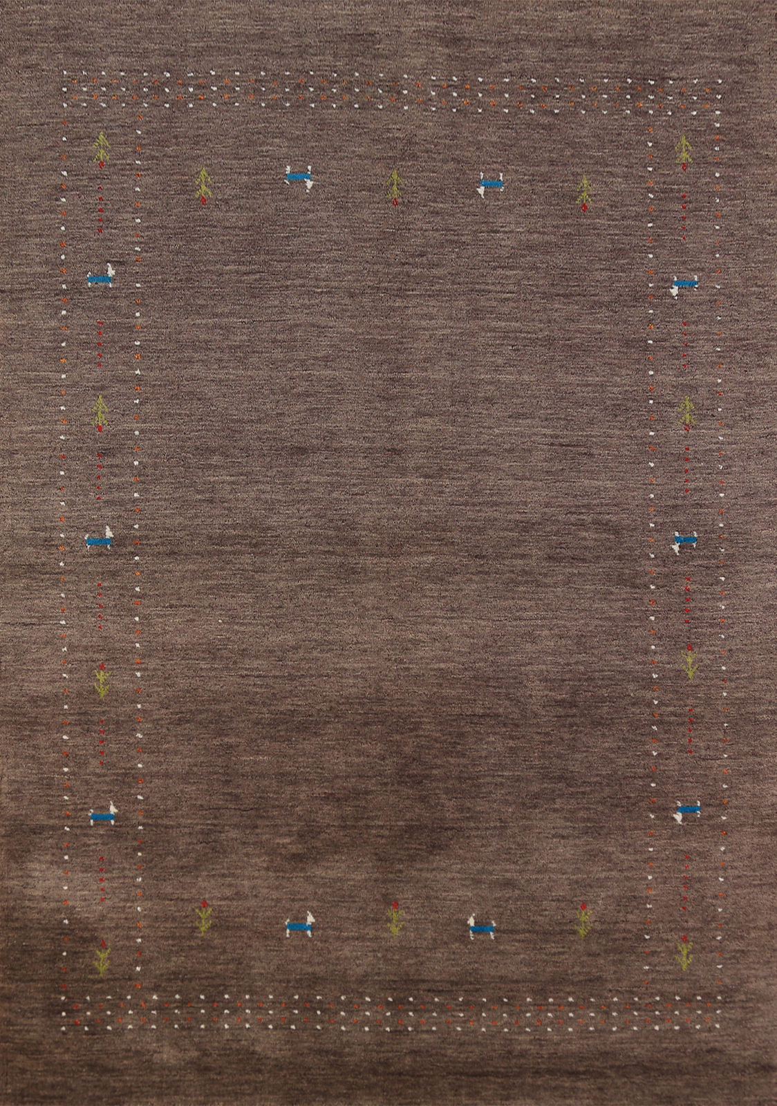 Trendy Gabbeh Solid Design Brown Wool Modern Area Rug Living Room Rug 5×8 ft