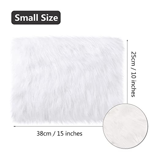 White Faux Fur Plush Cushion Fluffy Small Area Rug, Luxury Background for