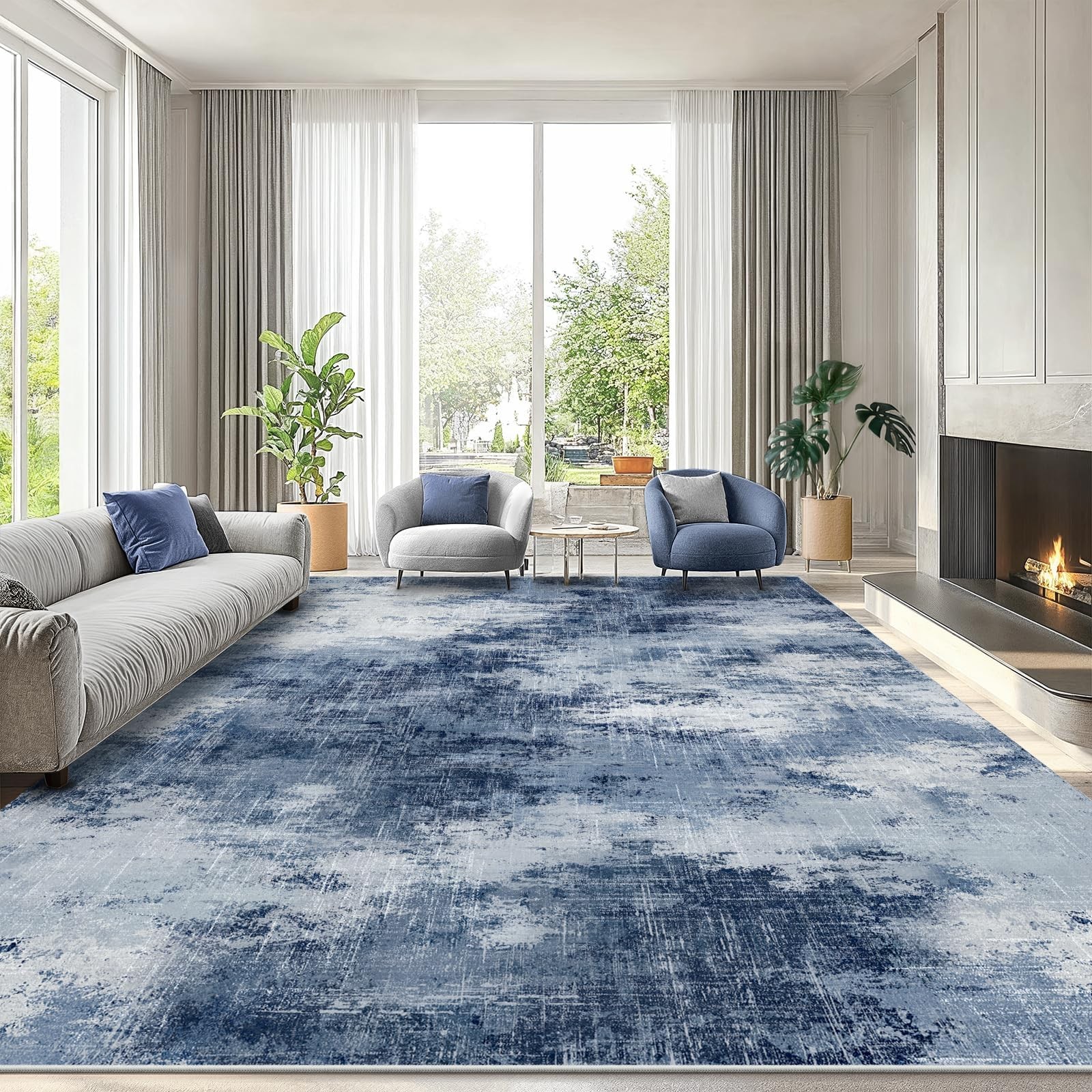 8×10 Area Rugs for Living Room, Modern Washable Rug with Non-Slip Backing & L…