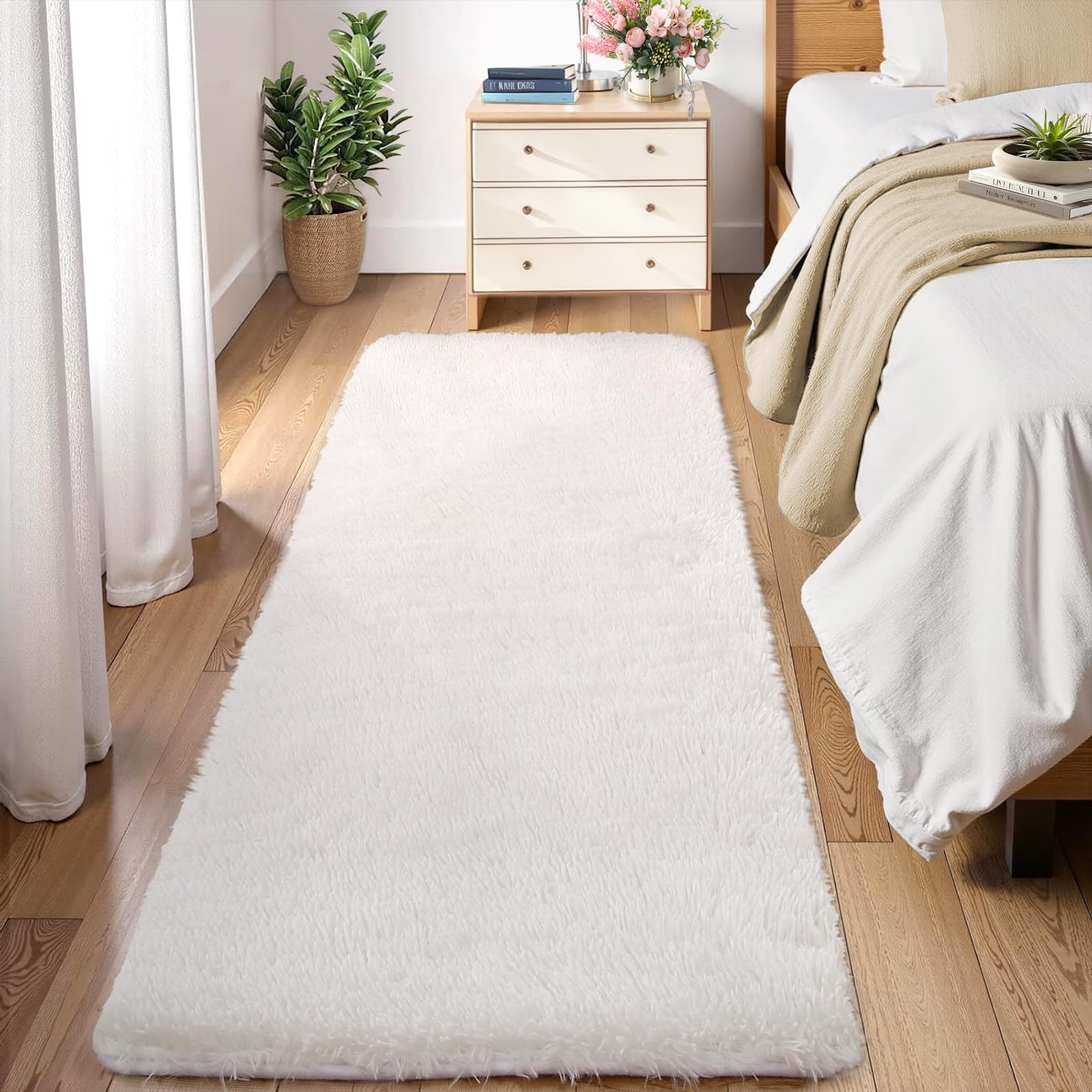 Ultra Soft Shag Area Rug, Cozy Washable Fuzzy Carpet Non-Slip Backing Home Decor
