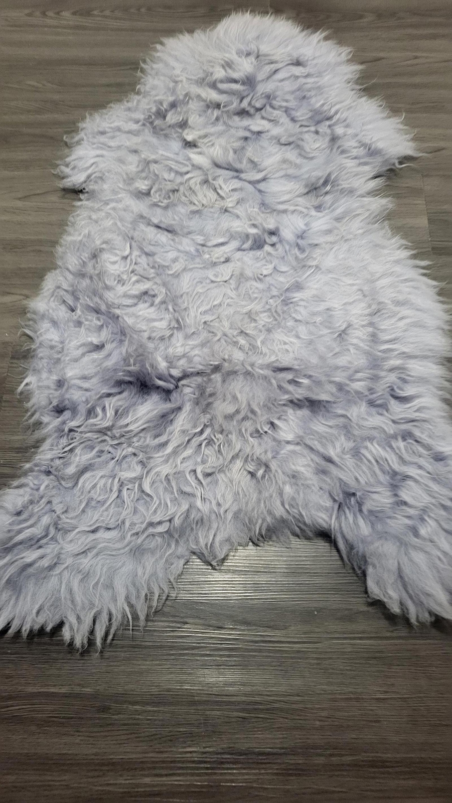 Gray sheepskin rug, soft ,Dense wool rare color 100% natural #B124