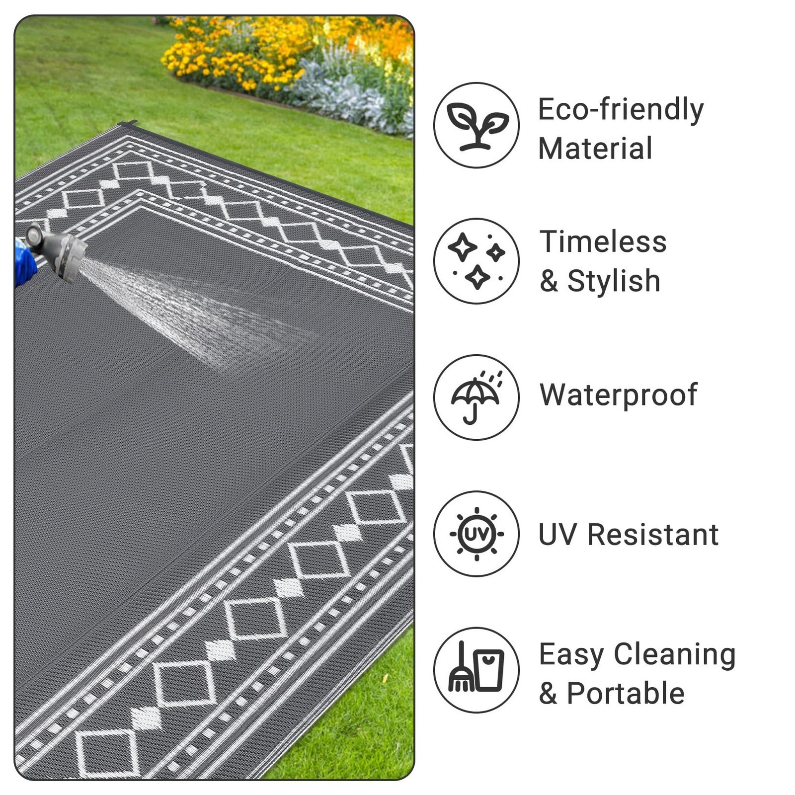 8×10/9×12/9×18/10×14/10x20FT Foldable Outdoo Waterproof Plastic Straw Rug for RV