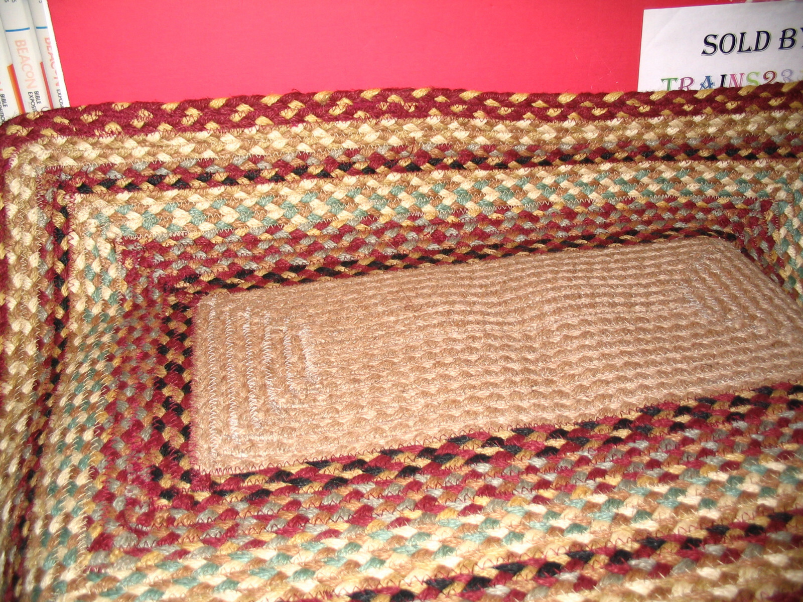 Braided Rectangle Jute Area Rug Earth Rugs 20″ X 30″ RPP-357 Burgundy Star #224