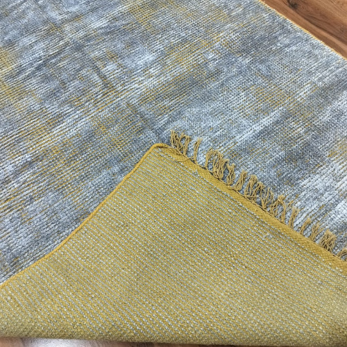 Traditional Hand Knotted Viscose Area Rug, Hand Handmade Art Silk Blue Area Rug