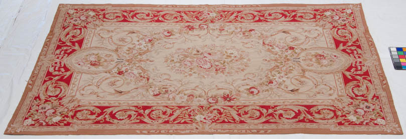 RRA 6×9 Fine Needlepoint French Aubusson Design Beige & Red Rug 14178