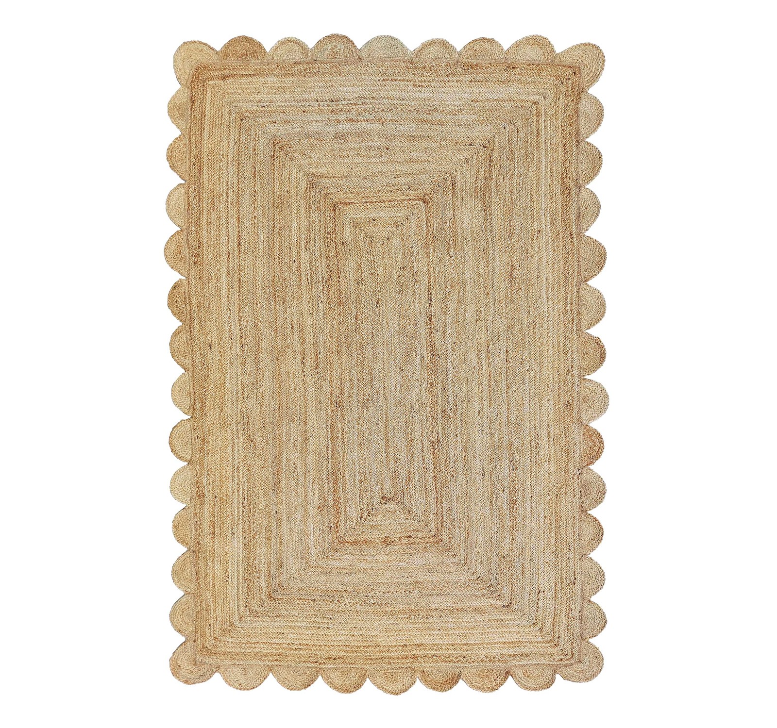Gautam International Scalloped Natural Jute Area Rug Natural Color 2X3 N9 Hc1S