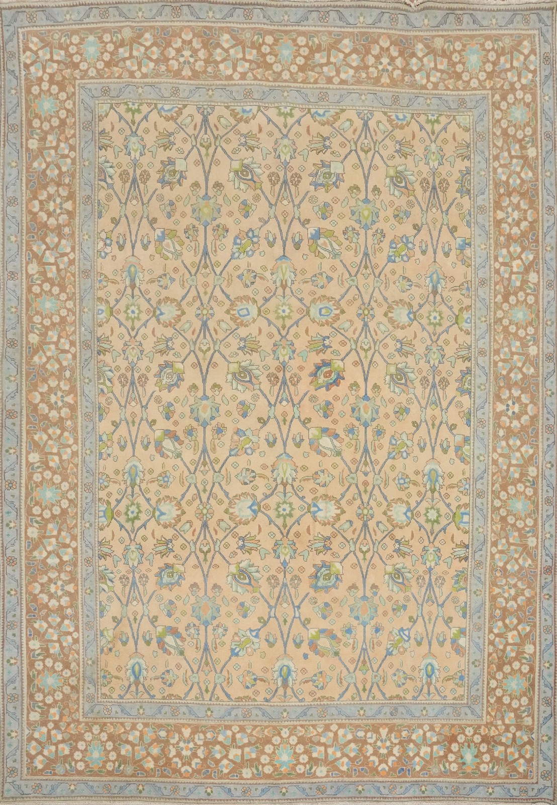 Over-Dyed Peach Wool Handmade Floral Traditional Hand-knotted Area Rug 10×13
