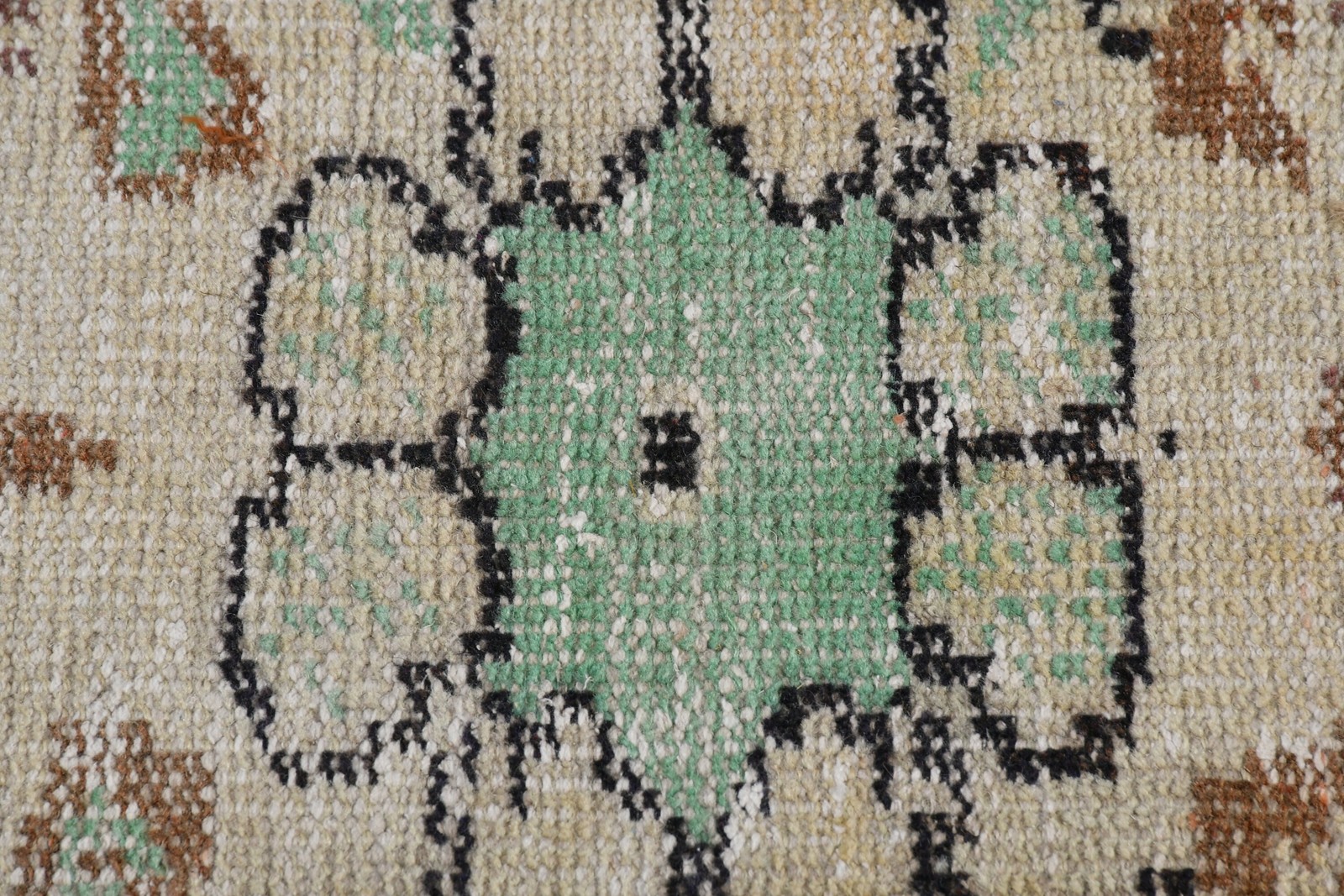 5,6×9,2 ft Rug, Turkish Vintage Rug, Green Brown Moroccan Wool Rug