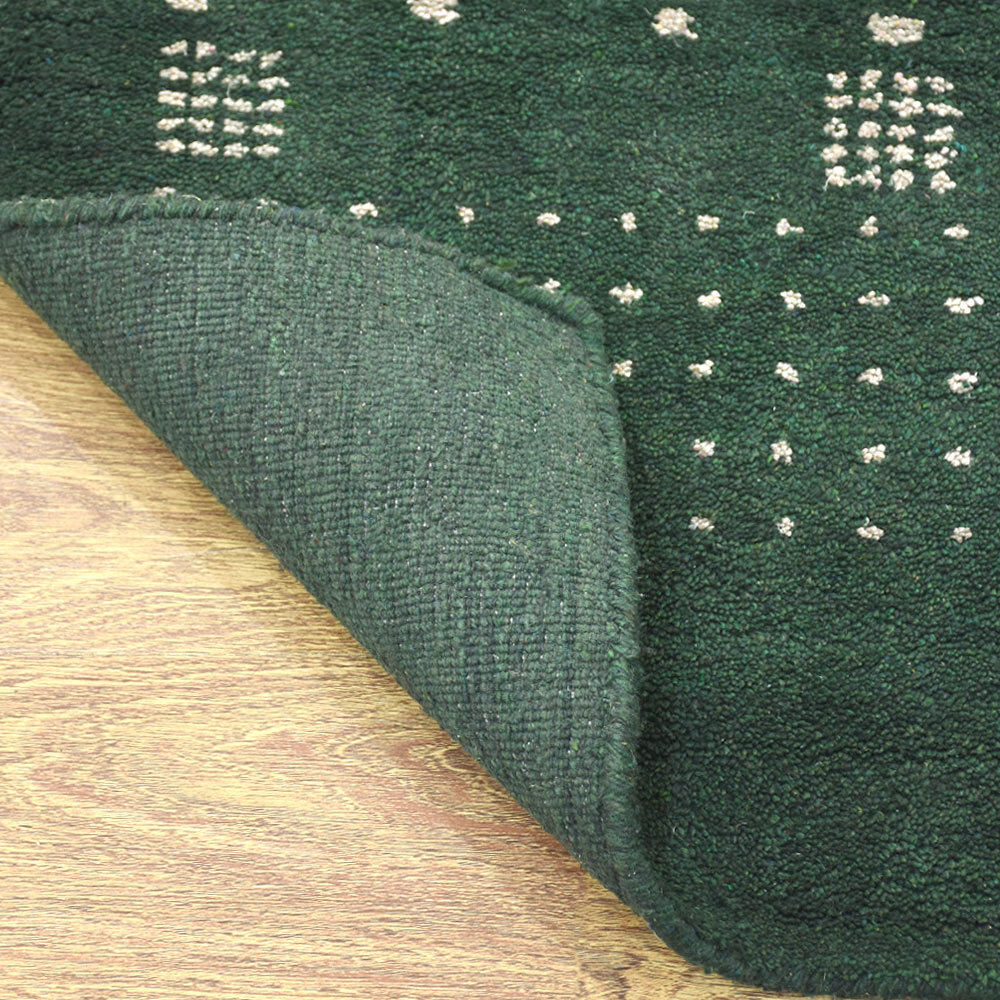 Hand Knotted Loom Silk Mix Runner Area Rug Contemporary Dark Green BBH Homes