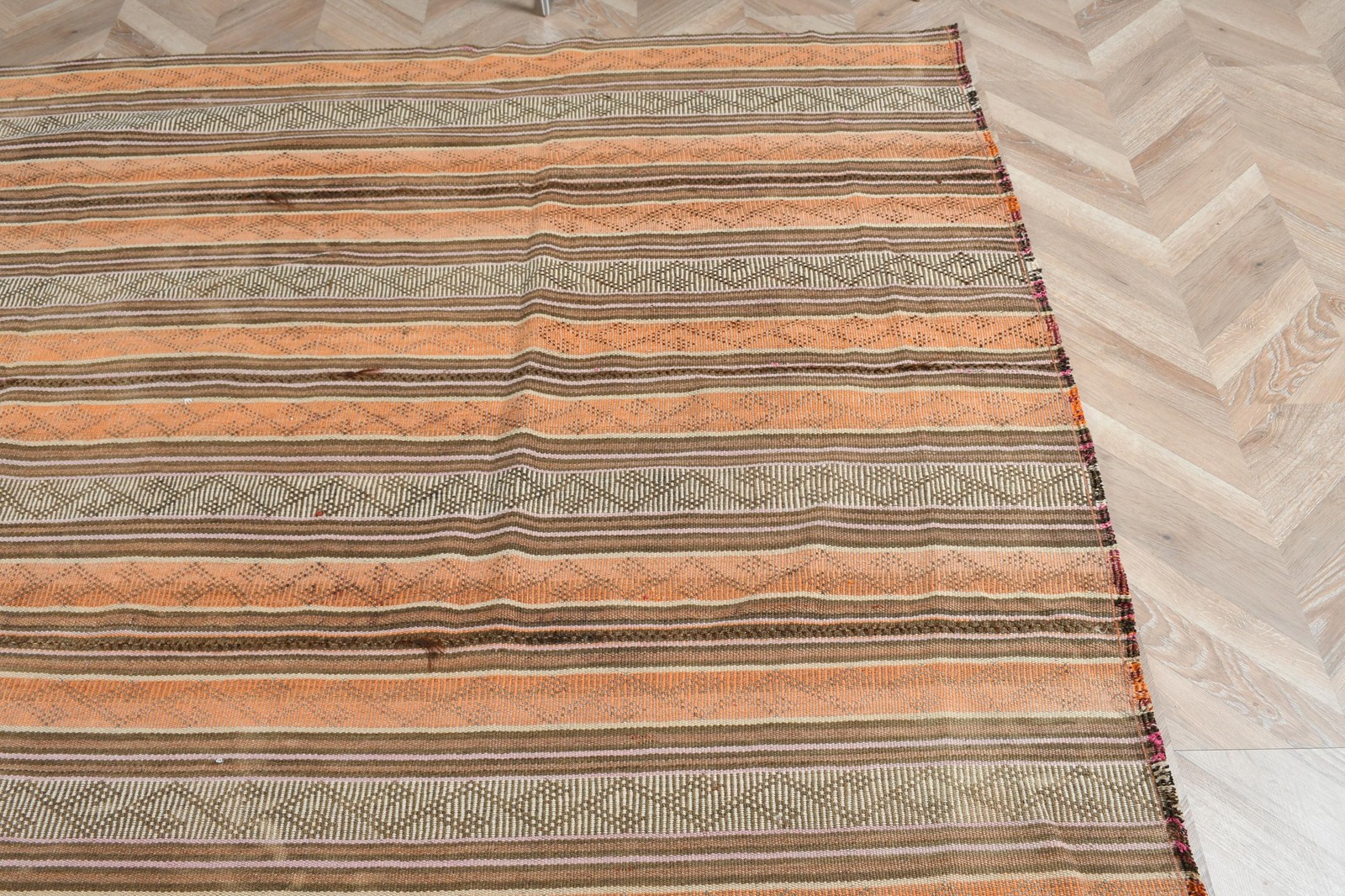 Vintage 5,2×9,4 ft Rug, Large Turkish Rug, Orange Brown Moroccan Wool Rug