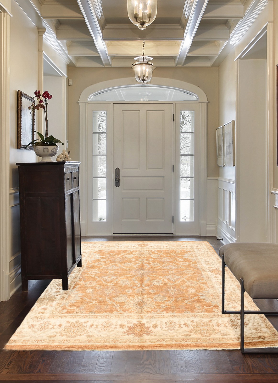 Traditional Copper Hand-knotted Oriental Carpet 6’0″ x 6’1″ Wool Area Rug