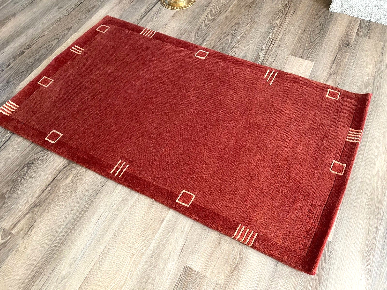 R125 HAND CRAFTED CONTEMPORARY TIBETAN MEDITATION RUG 3X5 RED MADE IN NEPAL