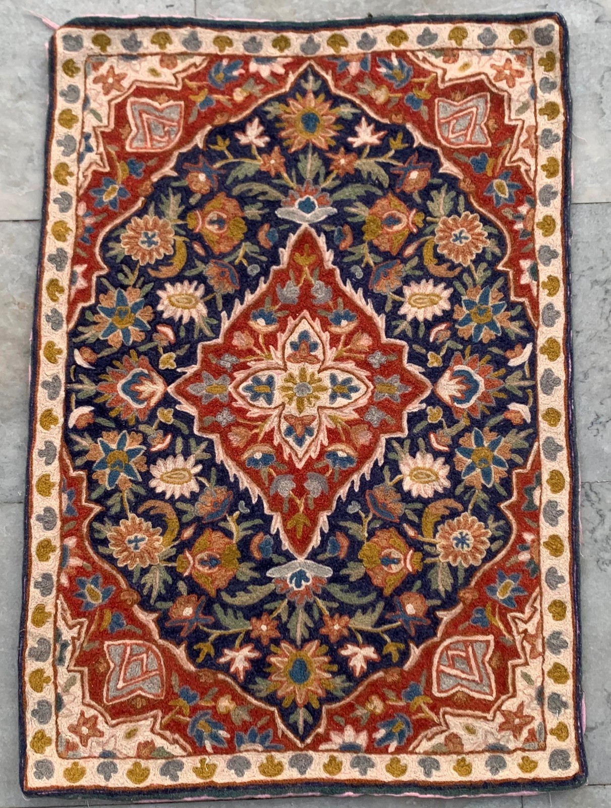 Vintage French Style Aubusson Rug Handmade Rug Chain stitch Rug 2×3 ft Free Ship