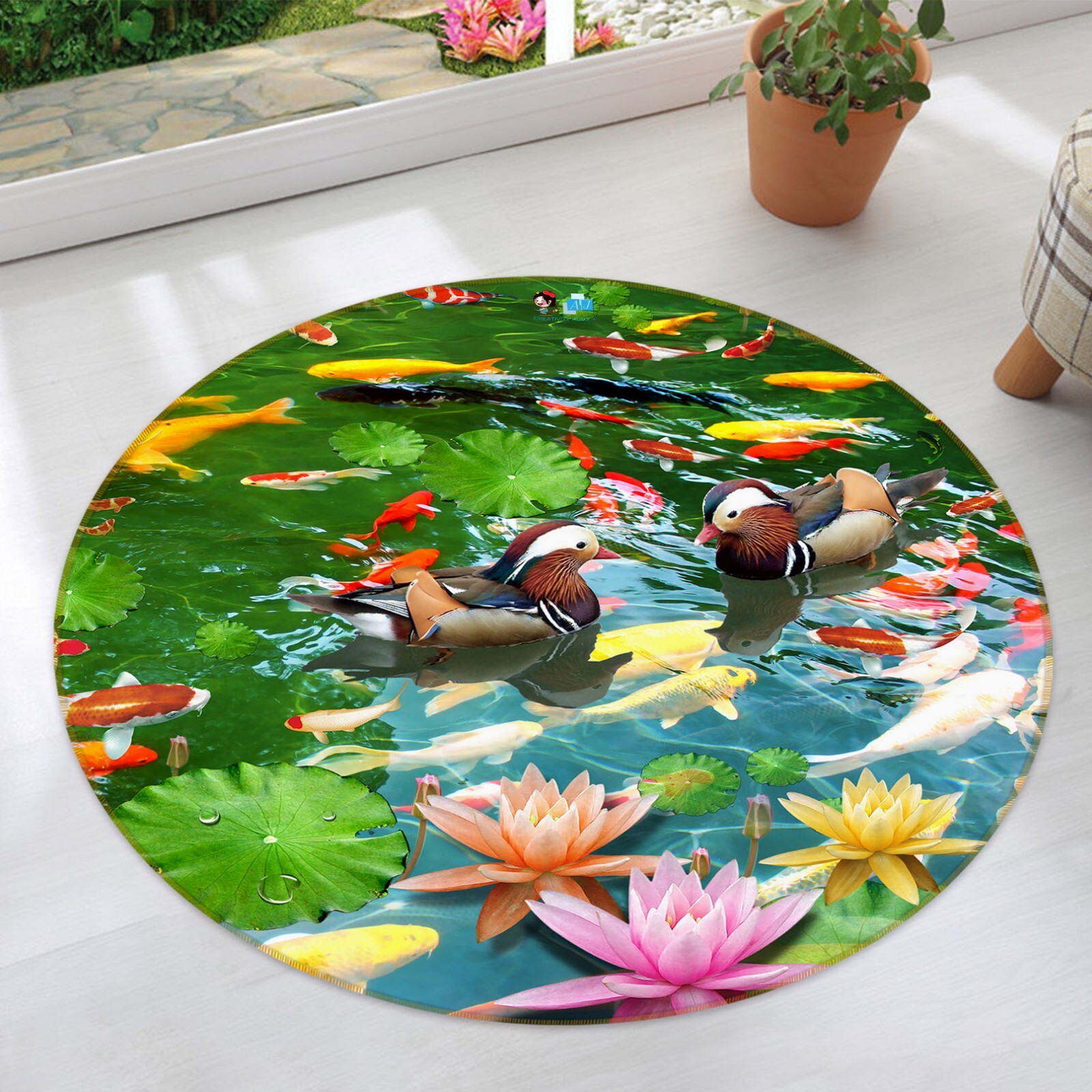 3D Color Lotus Goldfish Duck ZHUA2769 Game Non Slip Rug Mat Photo Carpet Amy