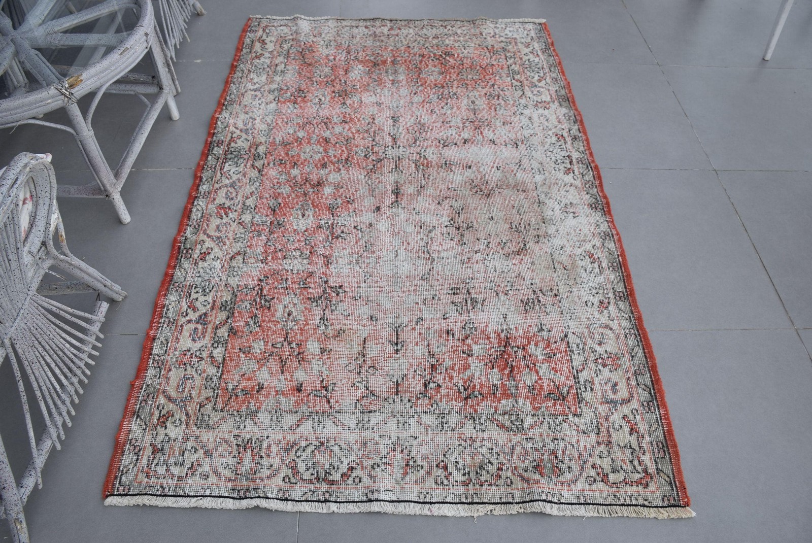 3,9×6,3 ft Vintage Turkish Rug, Area Rug, Black Wool Rug